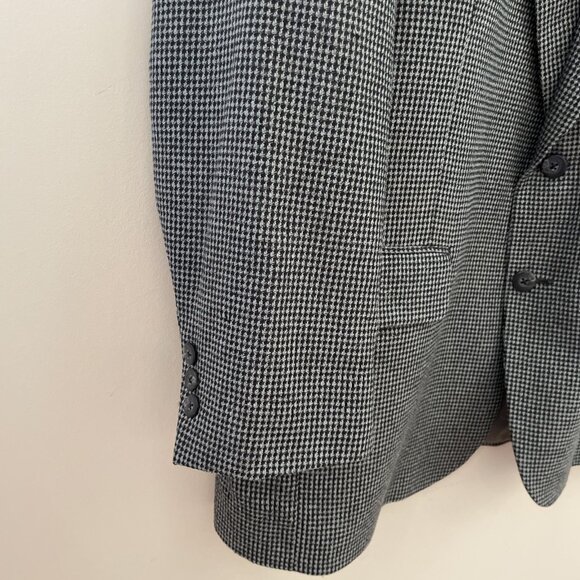 Harve Bernard Houndstooth Sportcoat Blazer Jacket Mens Blazer 46R Gray Blue READ - Picture 4 of 15
